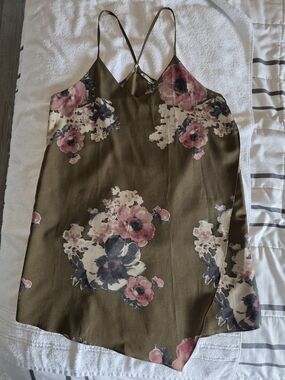 Free People Olive Cascade Slip Dress